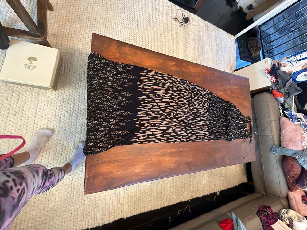 Soma Abstract Print Maxi Dress Black and Tan Women's Size XS